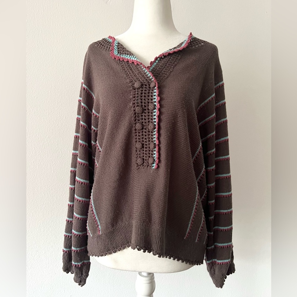 VINTAGE 60’s 70’s Boho Hippie hand knit sweater